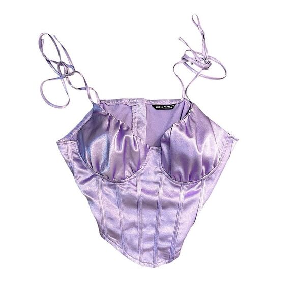 SHEIN Tops - SHEIN Tie Shoulder Satin Bustier Corset Top Large